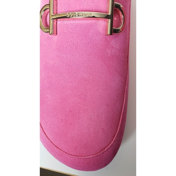 Cole Haan Womens Slip On Ada Mule Pink Suede Shoes Gold Tone Horsebit 9 10B - Picture 8 of 10
